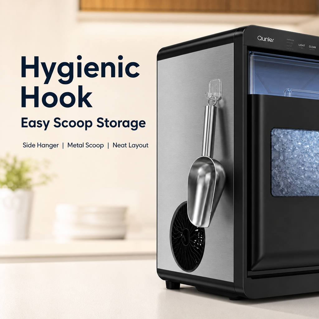 Countertop Ice Maker Machine, Fast Ice Production Countertop Ice Machine with Visible Window & LED Light, Auto‑Clean Portable Ice Maker with Ice Scoop for Home Kitchen Office Bar Party