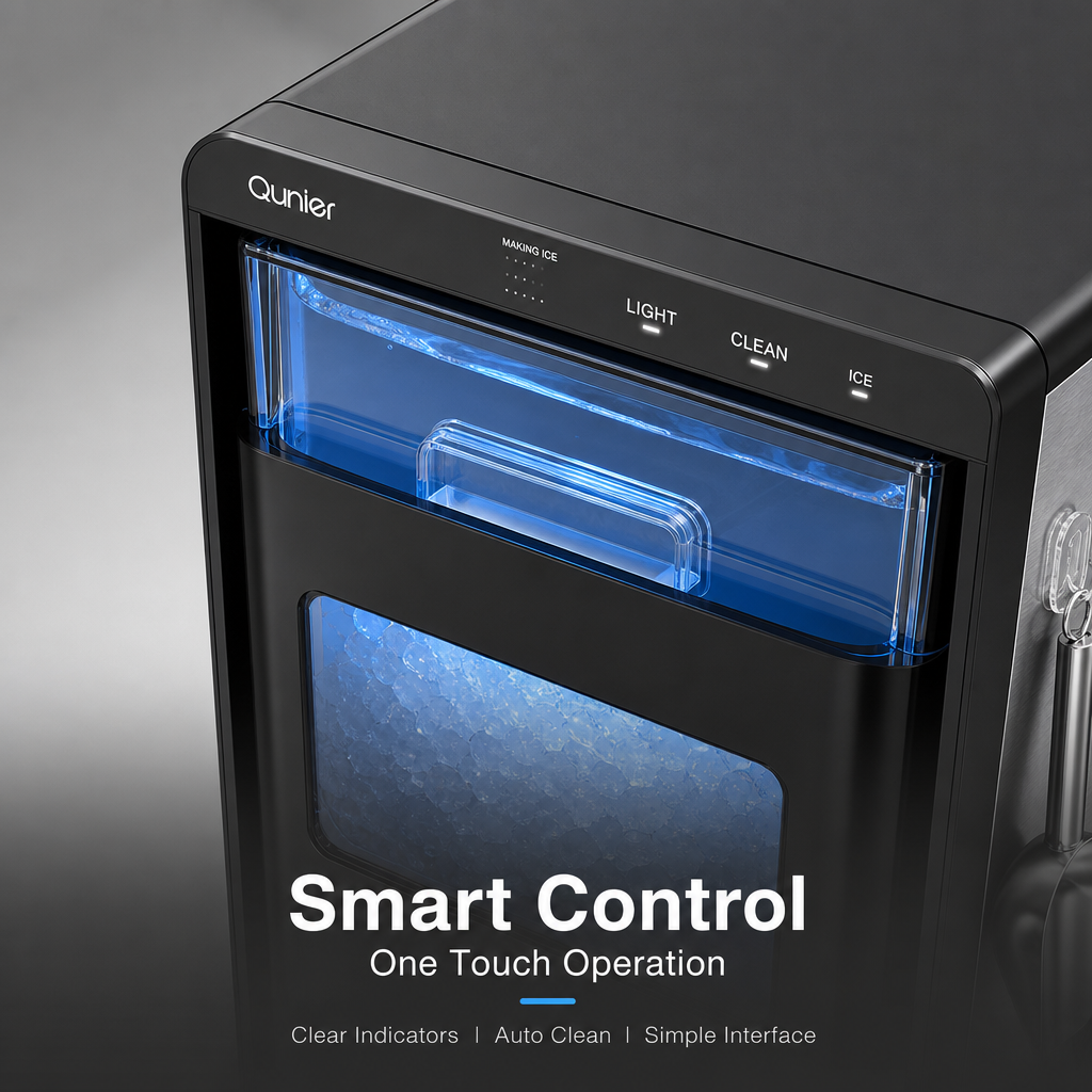 Countertop Ice Maker Machine, Fast Ice Production Countertop Ice Machine with Visible Window & LED Light, Auto‑Clean Portable Ice Maker with Ice Scoop for Home Kitchen Office Bar Party