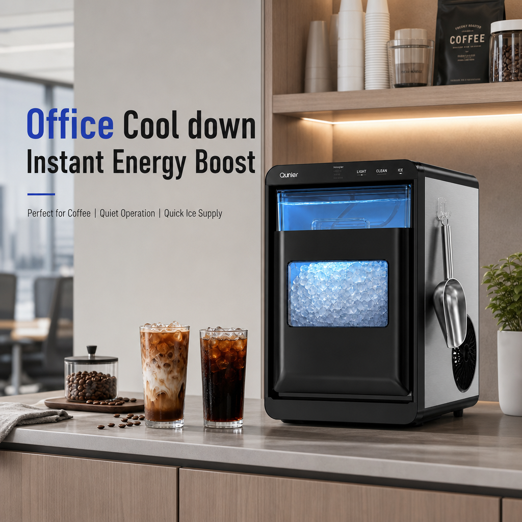 Countertop Ice Maker Machine, Fast Ice Production Countertop Ice Machine with Visible Window & LED Light, Auto‑Clean Portable Ice Maker with Ice Scoop for Home Kitchen Office Bar Party