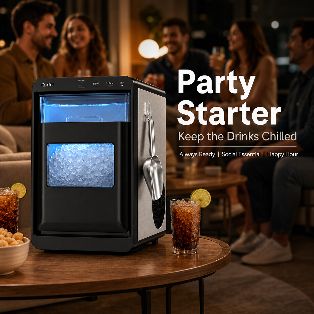 Countertop Ice Maker Machine, Fast Ice Production Countertop Ice Machine with Visible Window & LED Light, Auto‑Clean Portable Ice Maker with Ice Scoop for Home Kitchen Office Bar Party