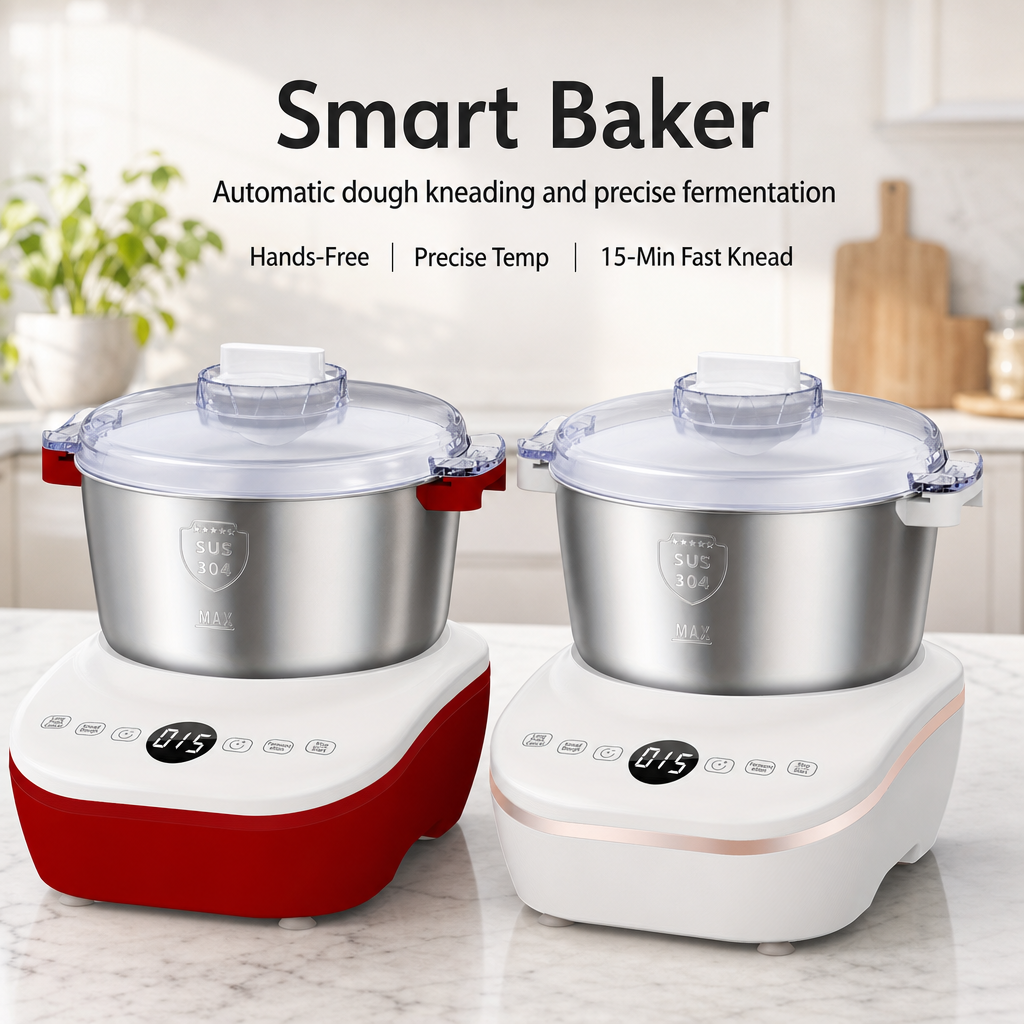 Automatic Dough Maker Machine, 15‑Min Fast Knead Dough Mixer with Fermentation Function, 304 Stainless Steel Bowl Electric Dough Kneader for Bread, Buns & Pizza