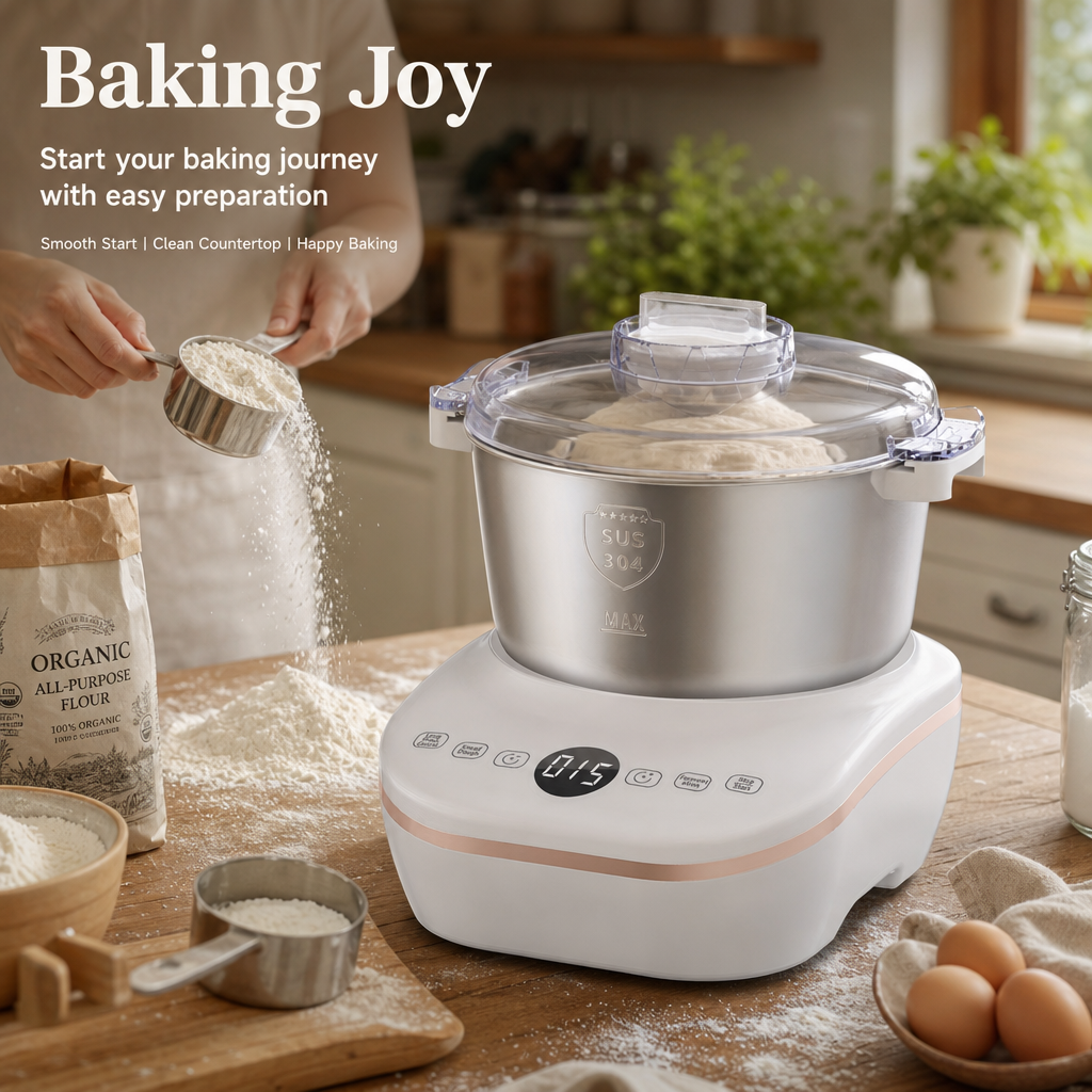 Automatic Dough Maker Machine, 15‑Min Fast Knead Dough Mixer with Fermentation Function, 304 Stainless Steel Bowl Electric Dough Kneader for Bread, Buns & Pizza