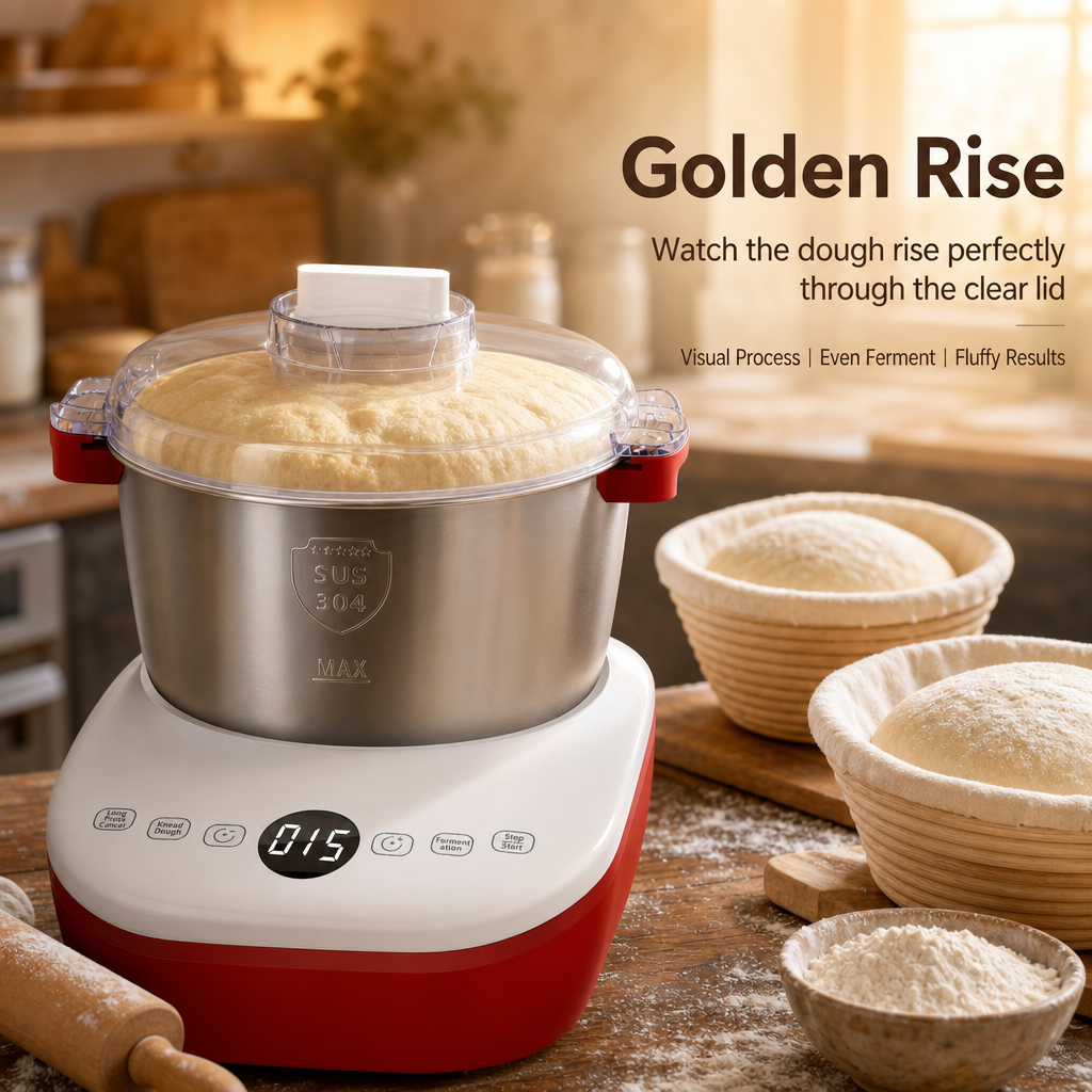 Automatic Dough Maker Machine, 15‑Min Fast Knead Dough Mixer with Fermentation Function, 304 Stainless Steel Bowl Electric Dough Kneader for Bread, Buns & Pizza