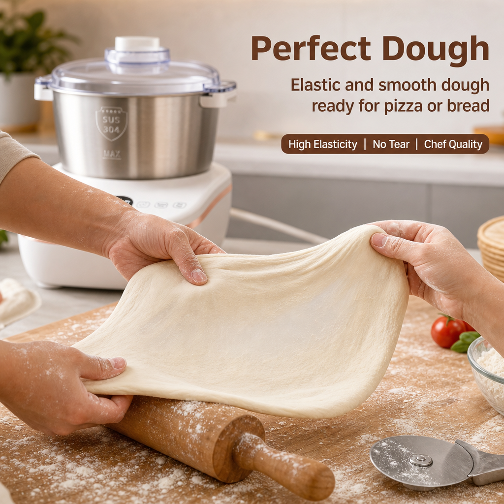 Automatic Dough Maker Machine, 15‑Min Fast Knead Dough Mixer with Fermentation Function, 304 Stainless Steel Bowl Electric Dough Kneader for Bread, Buns & Pizza