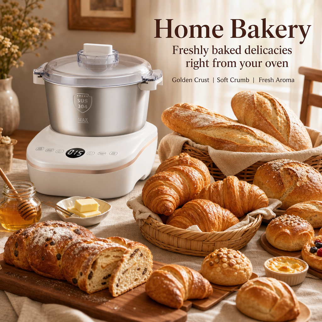 Automatic Dough Maker Machine, 15‑Min Fast Knead Dough Mixer with Fermentation Function, 304 Stainless Steel Bowl Electric Dough Kneader for Bread, Buns & Pizza
