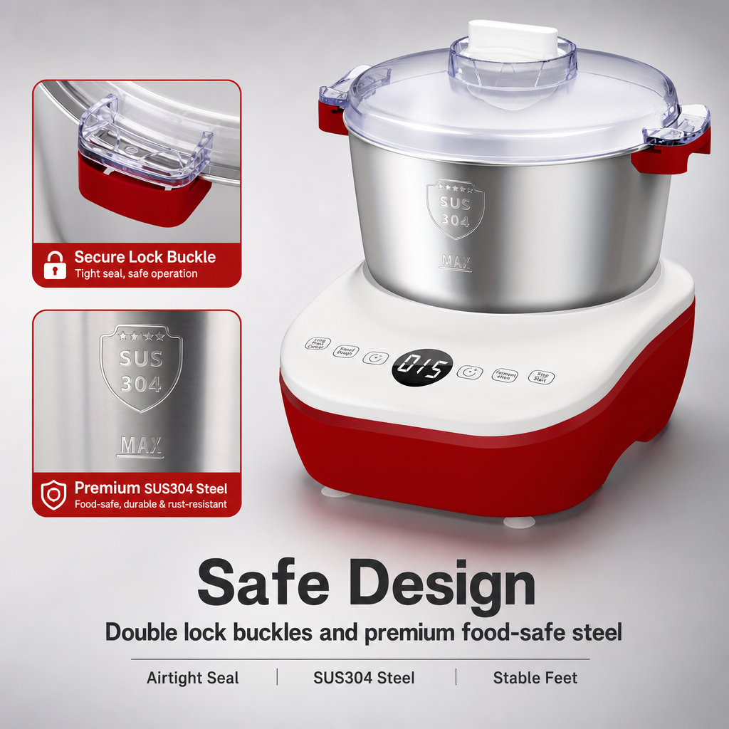 Automatic Dough Maker Machine, 15‑Min Fast Knead Dough Mixer with Fermentation Function, 304 Stainless Steel Bowl Electric Dough Kneader for Bread, Buns & Pizza