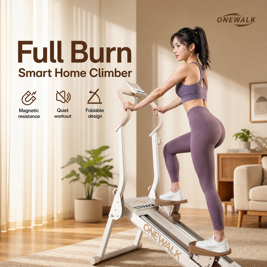 Foldable Magnetic Climber Stepper Machine, Ultra‑Quiet Full‑Body Home Stair Climber with LCD Monitor, Space‑Saving Cardio Exercise Equipment for Home & Office