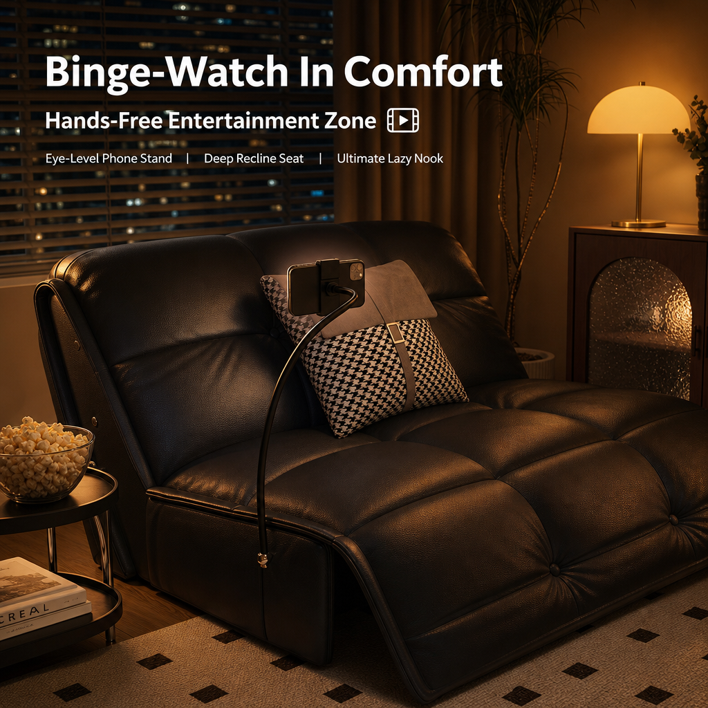 2‑in‑1 Convertible Sofa Bed with Built‑in Phone Holder & Large Storage Drawer, Faux‑Leather Pull‑Out Sleeper Sofa with Silent Wheels, Multi‑Functional Couch for Small Apartment Studio