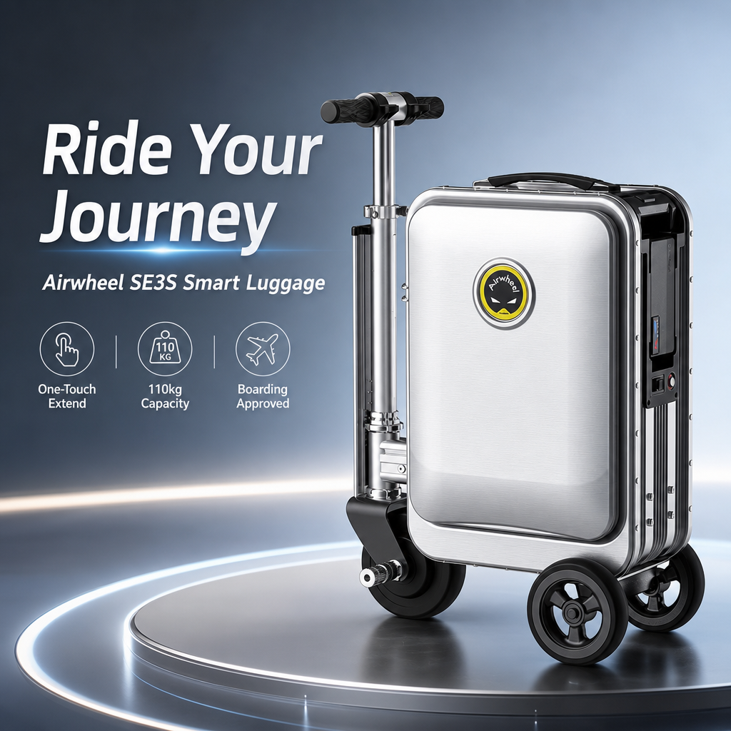 20 Inch Rideable Electric Suitcase, One‑Touch Auto‑Extend Smart Riding Luggage for Airport Business Travel