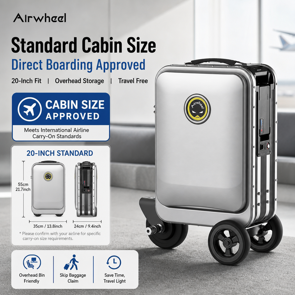 20 Inch Rideable Electric Suitcase, One‑Touch Auto‑Extend Smart Riding Luggage for Airport Business Travel