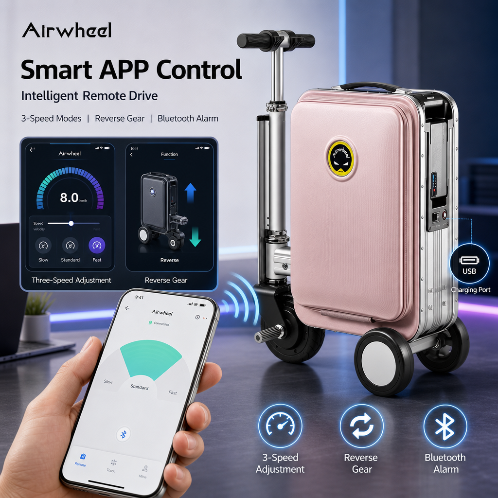 20 Inch Rideable Electric Suitcase, One‑Touch Auto‑Extend Smart Riding Luggage for Airport Business Travel