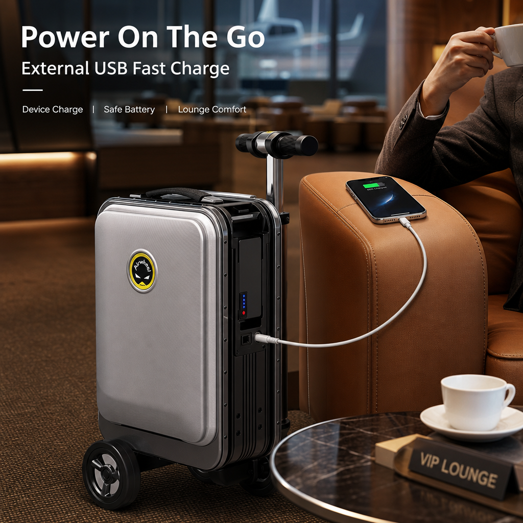 20 Inch Rideable Electric Suitcase, One‑Touch Auto‑Extend Smart Riding Luggage for Airport Business Travel
