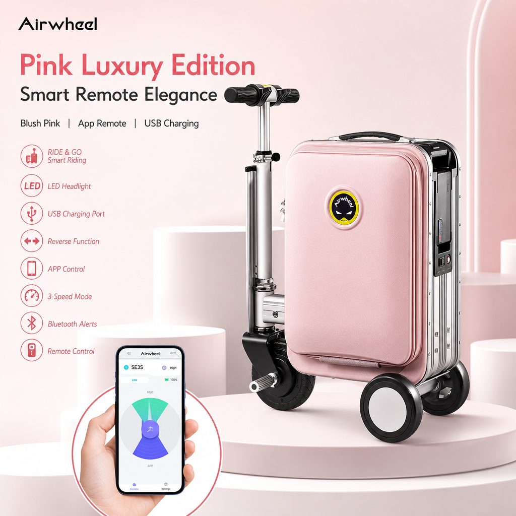 20 Inch Rideable Electric Suitcase, One‑Touch Auto‑Extend Smart Riding Luggage for Airport Business Travel