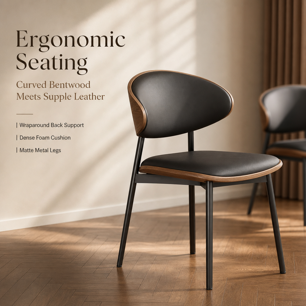 Modern Rectangular Dining Table Set with Smoked Acrylic Legs, 6‑Person Dining Table & Ergonomic PU Leather Chairs, Heavy‑Duty Dinner Table Set for Home Kitchen Living Room