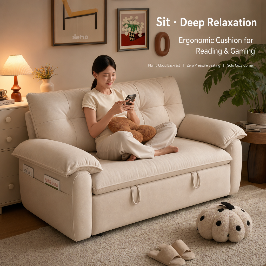 Cloud Nest Pull‑Out Sofa Bed, 3‑in‑1 Convertible Couch with Cat‑Scratch Removable Washable Fabric