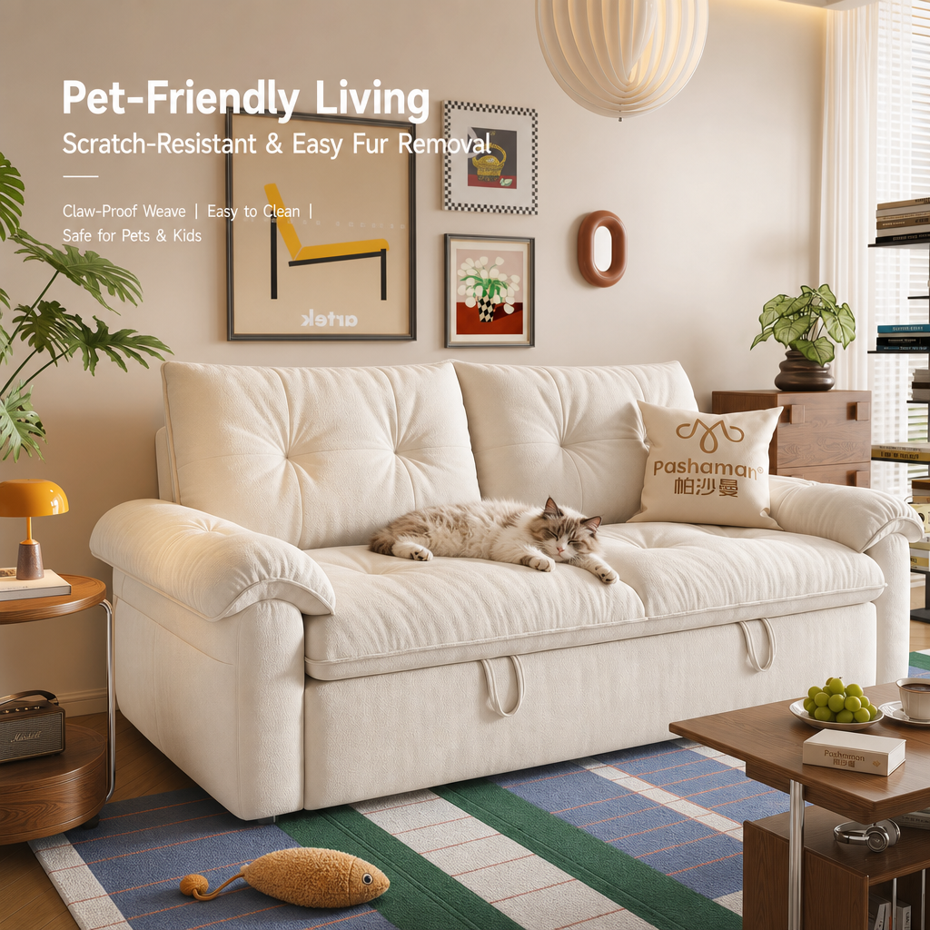Cloud Nest Pull‑Out Sofa Bed, 3‑in‑1 Convertible Couch with Cat‑Scratch Removable Washable Fabric