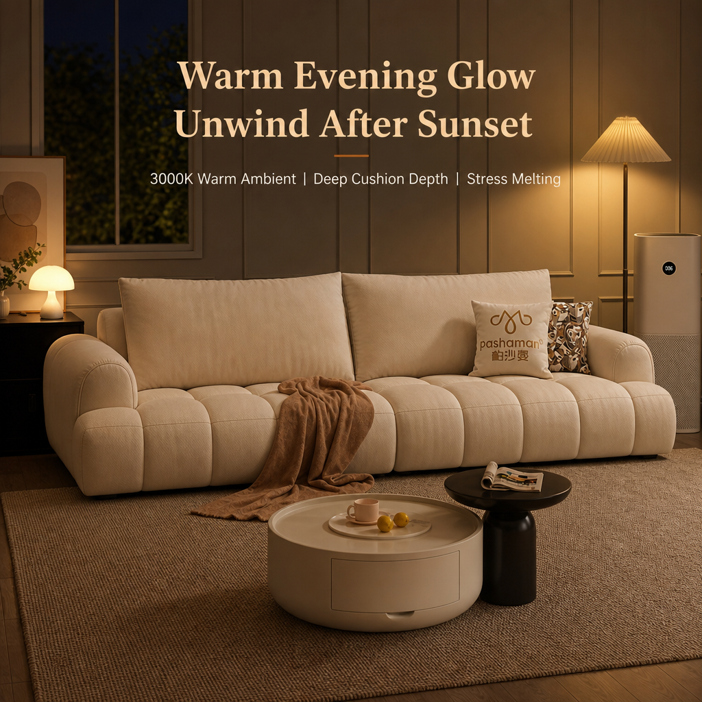 218cm Cloud‑Style Tufted Sofa, Modern Cream Fabric 3‑Seater Couch with USB Charging Port & Washable Slipcover, Pet‑Friendly Deep Seat Sofa for Living Room Apartment