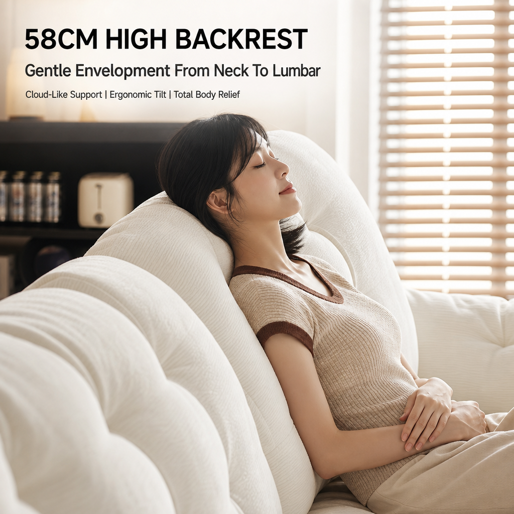 Cream Cloud Sofa with Removable Covers, Built‑in Phone Holder & USB Charging Port