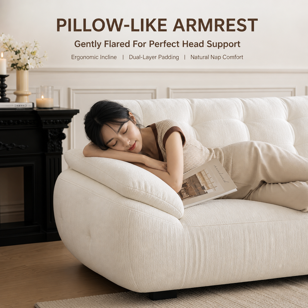 Cream Cloud Sofa with Removable Covers, Built‑in Phone Holder & USB Charging Port